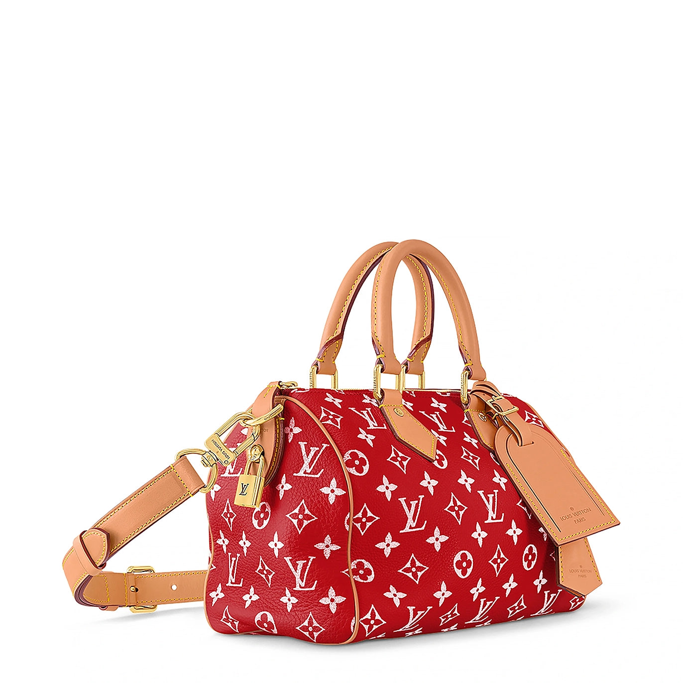 Side view of Louis Vuitton Monogram Speedy P9 Red Bandoulière 25 NVPROD4900031V